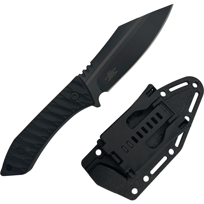 Takumitak 318 Asym Black Sheepsfoot Fixed Blade Knife Black Handles