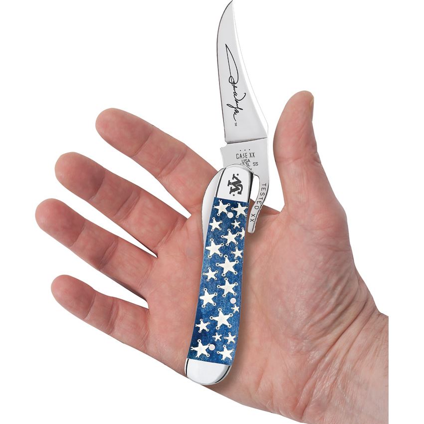 Case XX 10716 John Wayne Russlock Knife Blue Smooth Bone Handles