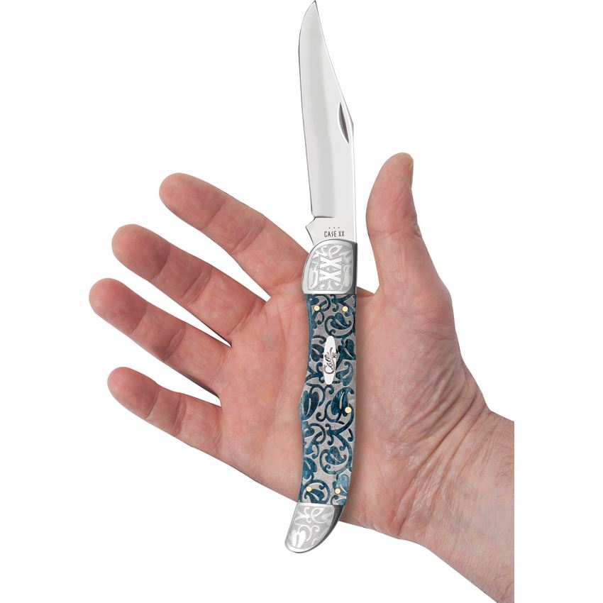 Case XX 10757 Folding Hunter Knife Mediterranean Blue Handles