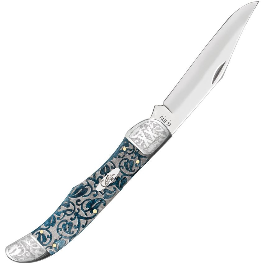 Case XX 10757 Folding Hunter Knife Mediterranean Blue Handles