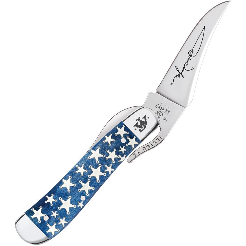 Case XX 10716 John Wayne Russlock Knife Blue Smooth Bone Handles