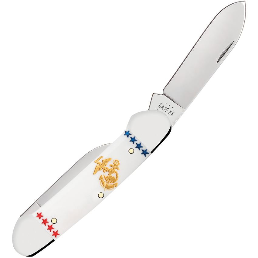 Case XX 13205 USMC Canoe Knife White Smooth Bone Handles