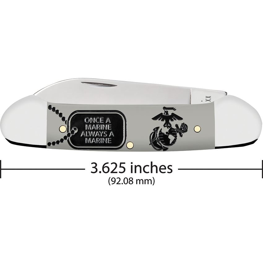 Case XX 13207 USMC Canoe Knife Gray Smooth Bone Handles