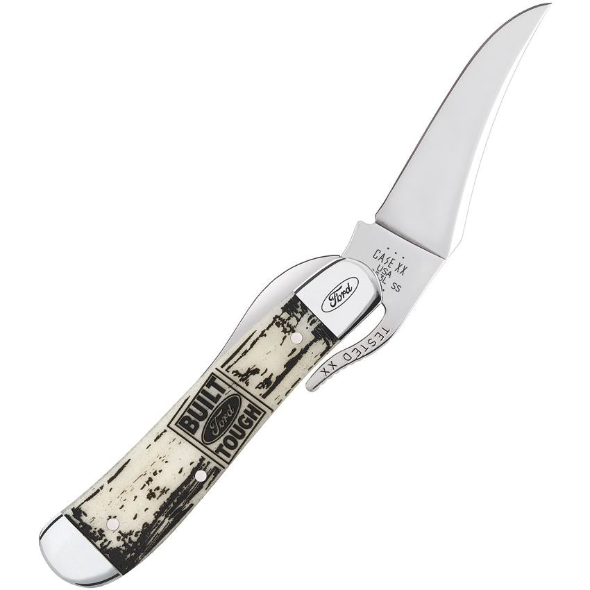 Case XX 14341 Ford Russlock Knife Natural Smooth Bone Handles