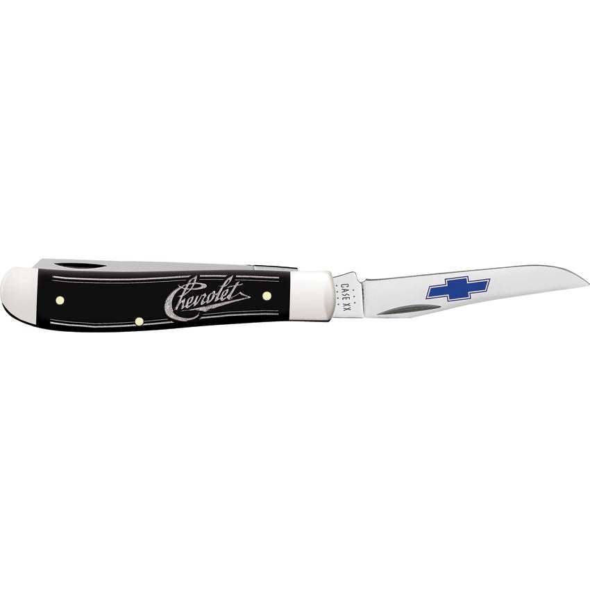 Case XX 33714 Chevrolet Mini Trapper Knife Black Smooth Handles