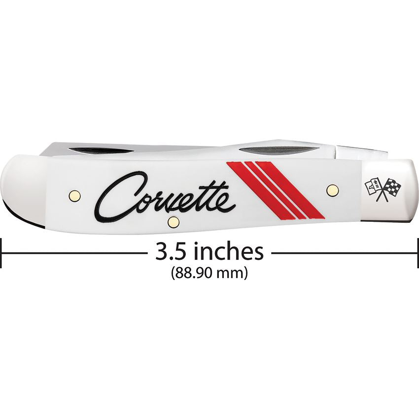 Case XX 33716 Corvette Mini Trapper Knife White Smooth Handles