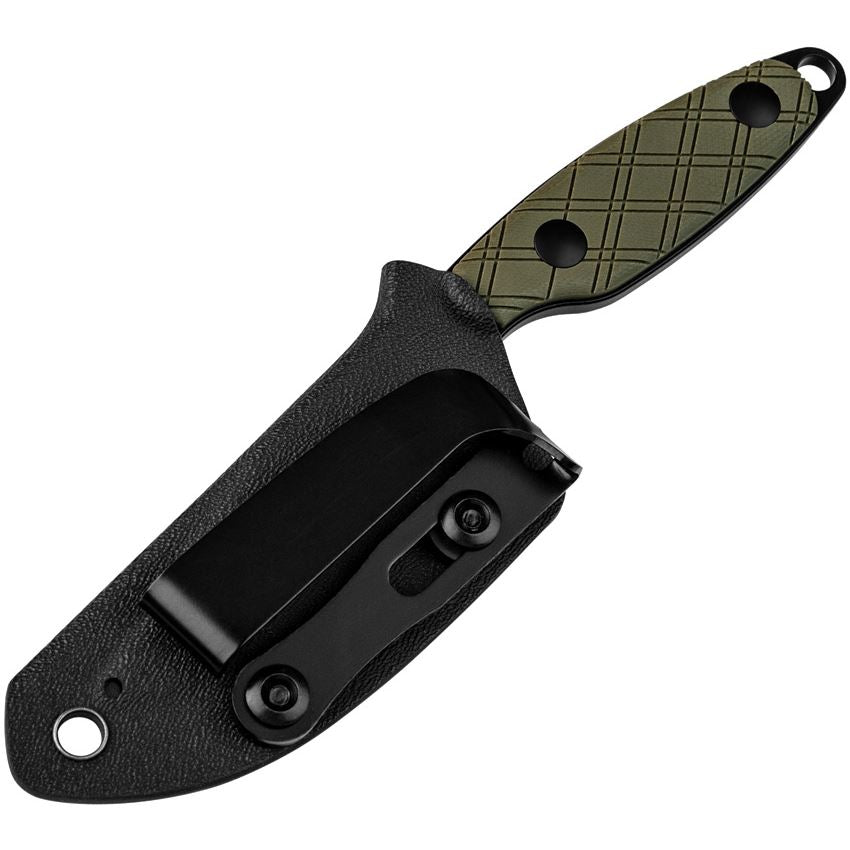 Kizer 1064A1 Muskrat Black D2 Fixed Blade Knife Green Handles