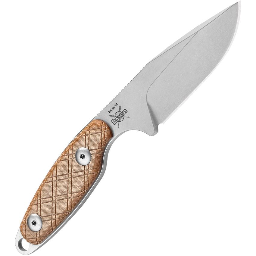 Kizer 1064C1 Muskrat Stonewash Fixed Blade Knife Natural Micarta Handles