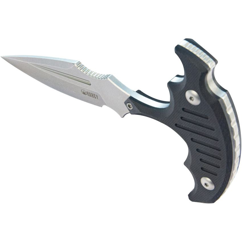 Kubey 242A Medusa Stonewash Push Dagger Knife Black Handles