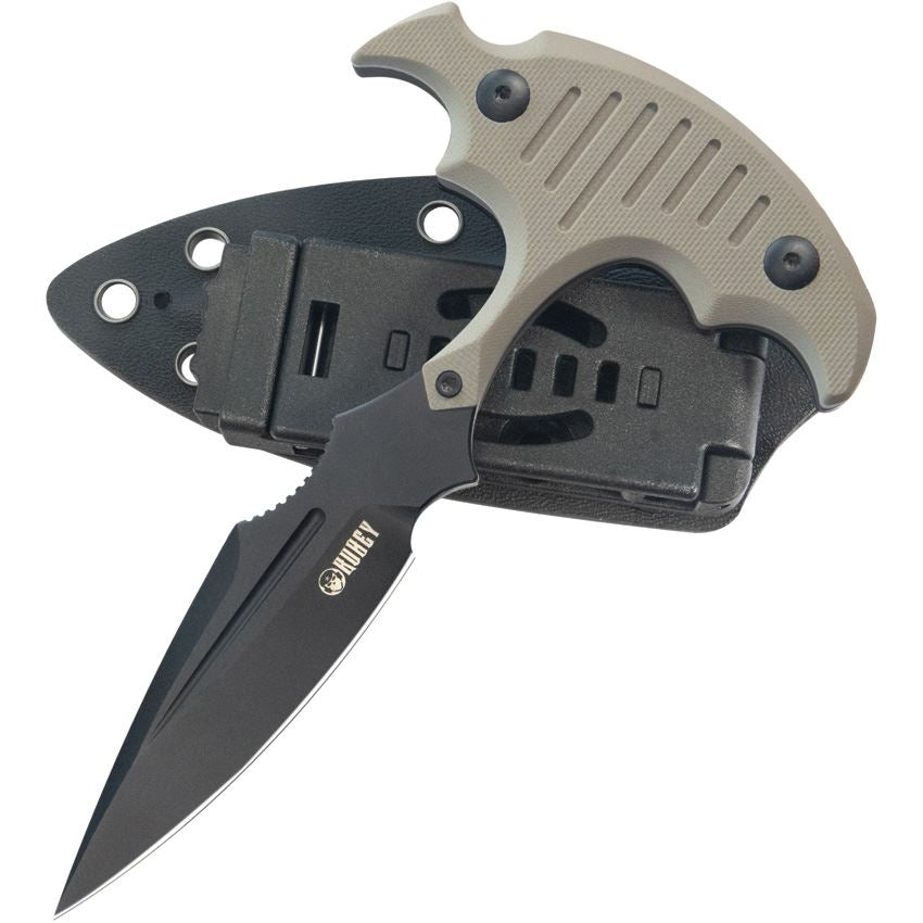 Kubey 242E Medusa Push Dagger Knife Tan Handles