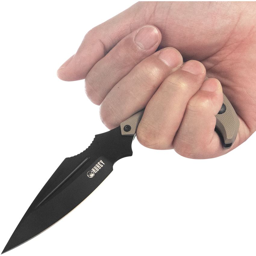 Kubey 242E Medusa Push Dagger Knife Tan Handles