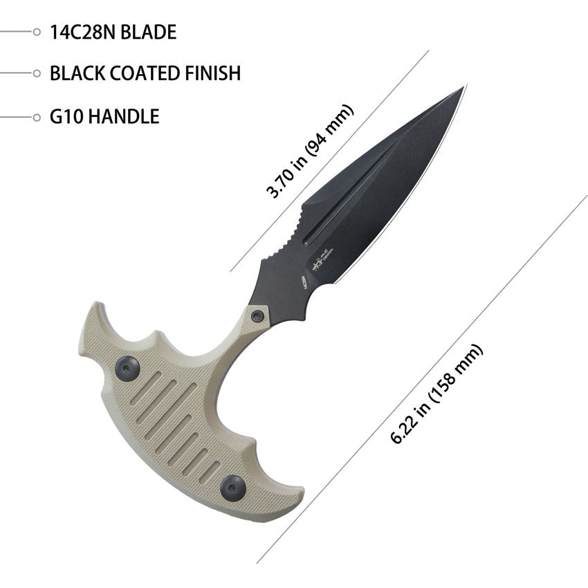 Kubey 242E Medusa Push Dagger Knife Tan Handles