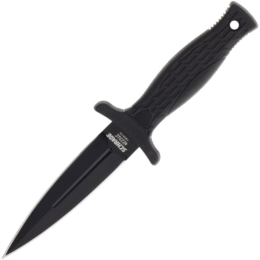 Schrade 1182510 Needle Black Dagger Fixed Blade Knife Black Handles