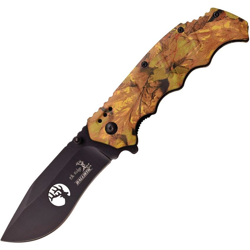 Elk Ridge 158CA Assisted Opening Linerlock Folding Pocket Knife with Camo Coated Aluminum Handles