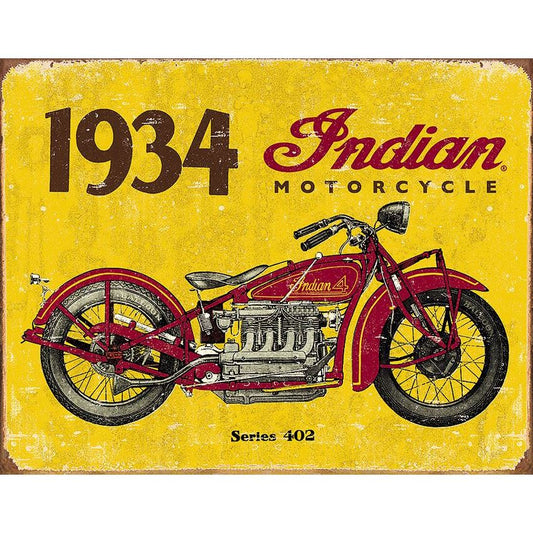 Tin Signs 1929 16 x 12 1/2 Inch Rich Vibrant 1934 Indian Motorcycles