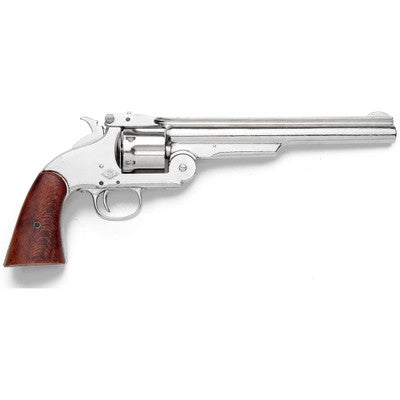 Old West M1869 Schofield Nickel Finish Pistol - Non-Firing Replica