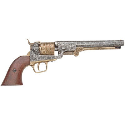 Civil War M1851 Engraved Gold & Nickel Replica Navy Pistol Non-Firing Replica