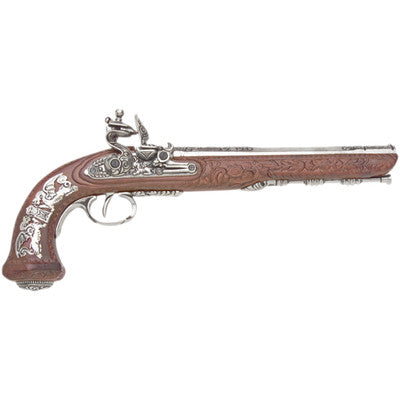 Colonial Replica French Silver Dueling Pistol Non-Firing Gun