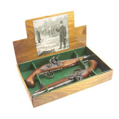 Colonial Replica English 18TH Century Boxed Dueling Pistol Set Non-Firing Guns