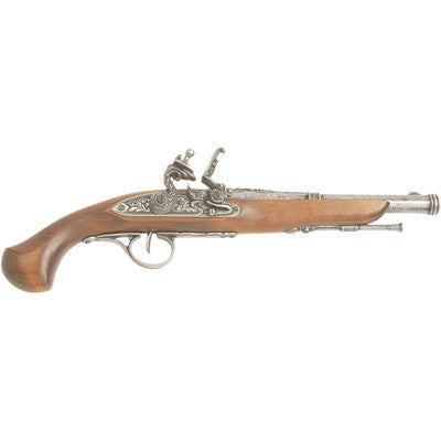 Colonial Replica 18TH Century Engraved Flintlock Pistol Non-Firing Gun