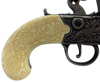 Replica Colonial Double Barrel Flintlock Grey & Ivory Finish Non-Firing Gun