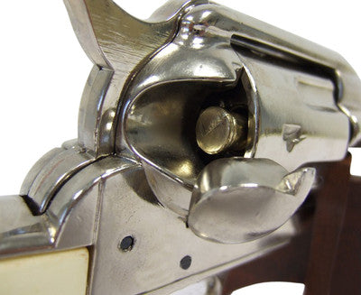 Old West Frontier Replica Nickel Finish, Ivory Grips Revolver Non-Firing Gun