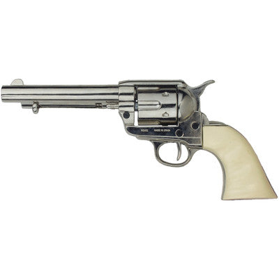 Old West Frontier Replica Nickel Finish, Ivory Grips Revolver Non-Firing Gun