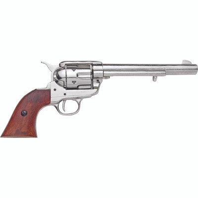 Old West Replica M1873 Nickel Finish Cavalry Single Action Revolver Non-Firing Gun-22-1191N