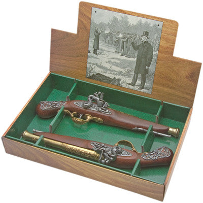 Colonial Replica British Dueling Flintlock Boxed Set Non-Firing Guns