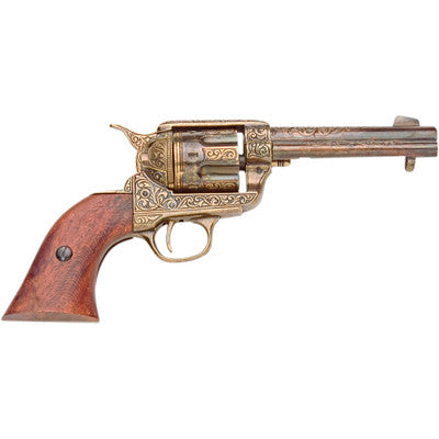 Old West Replica Fast Draw Gold Engraved Revolver Non-Firing Gun-22-1280L