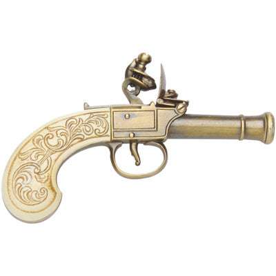 Replica Colonial Gold Finish Ladies Muff Flintlock Pistol Non-Firing Gun