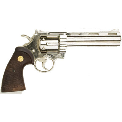 Replica Nickel .357 Police Magnum Faux Wood Grip Non-Firing Gun-22-6304