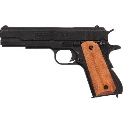 Replica M1911A1 Black Finish Light Wood Grips Field Strippable Automatic Pistol Non-Firing Gun