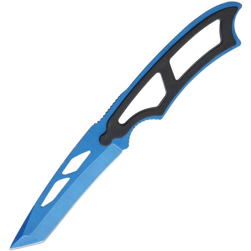 China Made 211430BL Blue Blade Neck Knife with Black ABS Handle