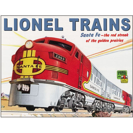 Tin Signs 2284 12 1/2" x 16 Inch Lionel Santa Fe Sign