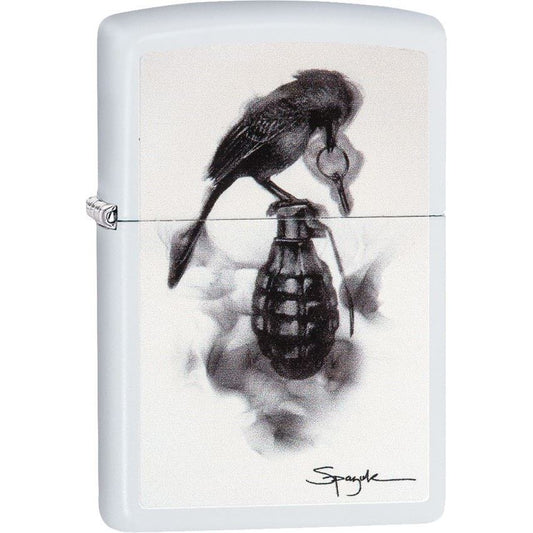 Zippo 02739 Spazuk Grenade Lighter with White Matte Finish