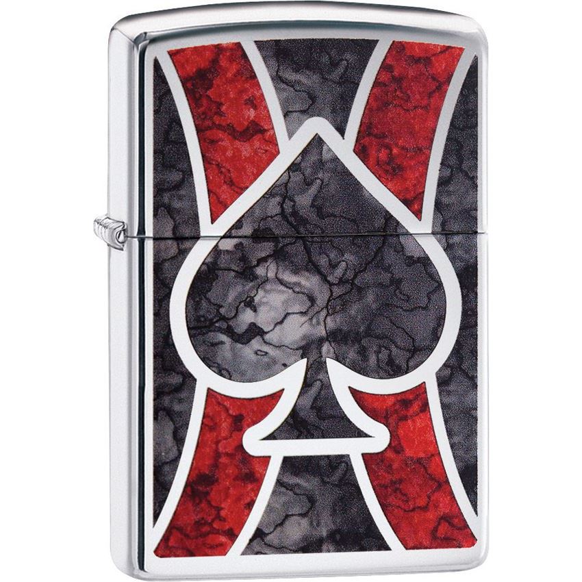 Zippo 28952 Ace Spade Lighter with High Polish Chrome Construction