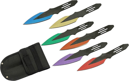 5.5” Thunderbolt 6 Piece Multicolored Mini Throwing Knife Set with Case,211534