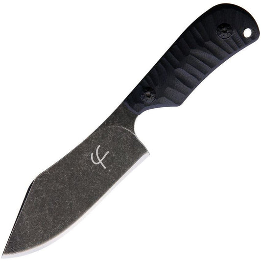 Fred Perrin 1903 Le Baby Bowie Stonewash Black Fixed Blade Knife Black Handles