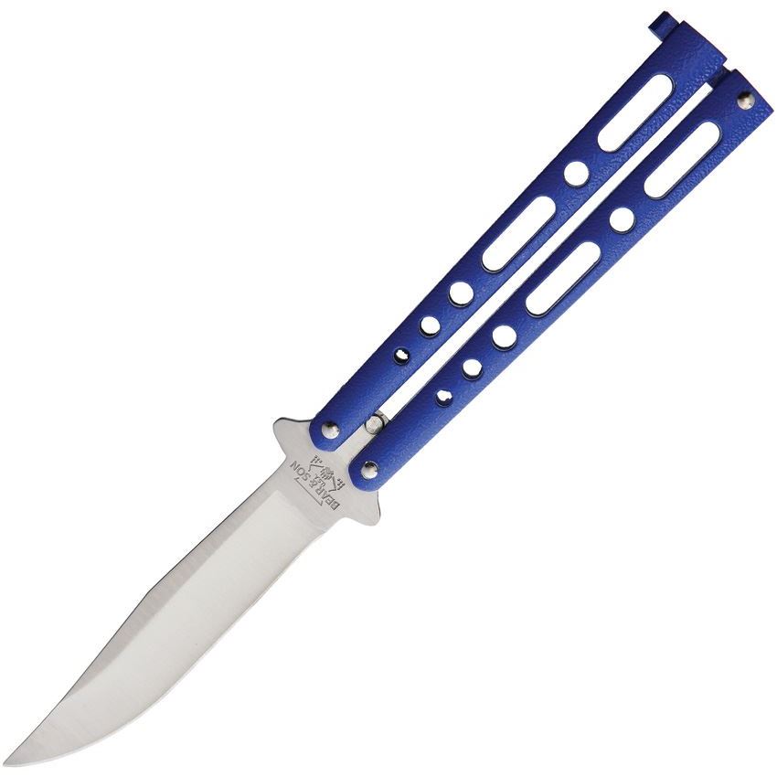 Bear & Son 117BL Butterfly Satin Knife Blue Handles