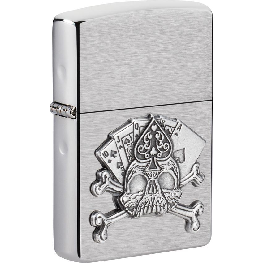 Zippo 17215 Card Skull Emblem Lighter