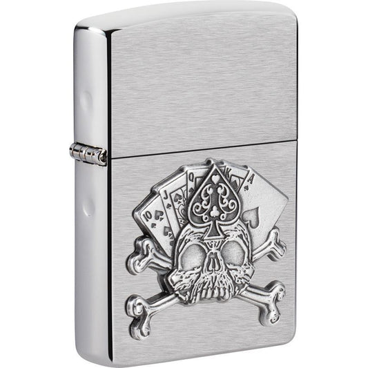 Zippo 17215 Card Skull Emblem Lighter