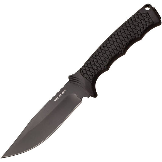 Tac Force FIX012BK Black Fixed Blade Knife Black Rubberized Handles