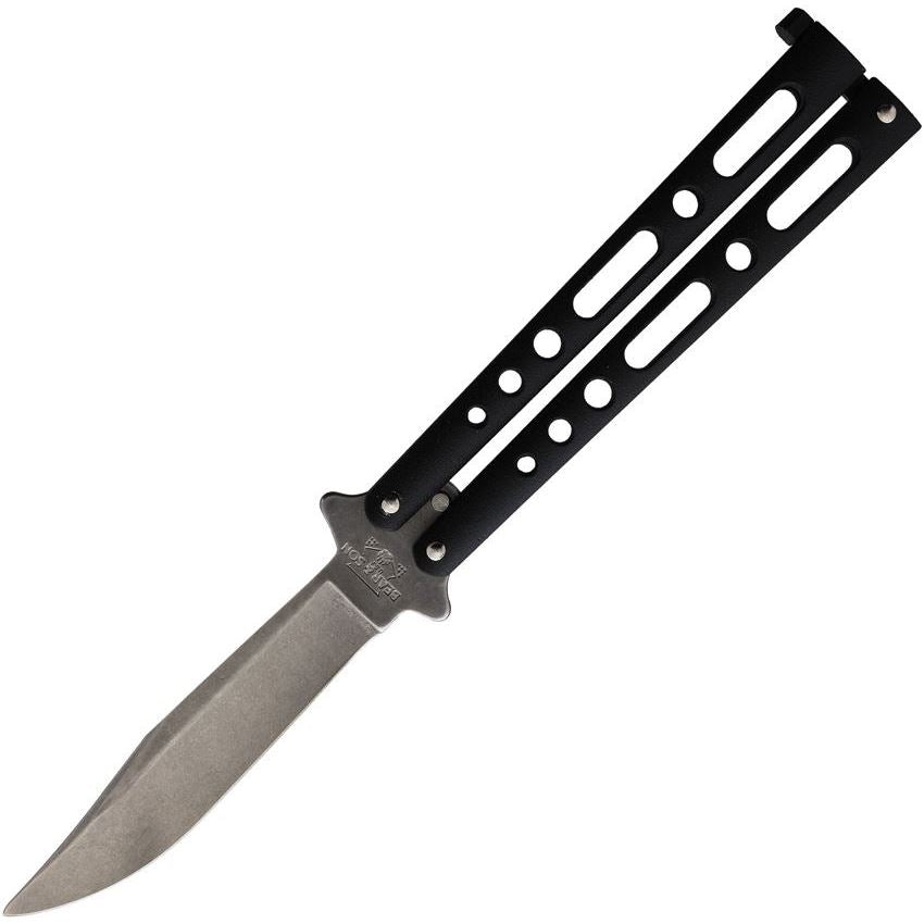 Bear & Son 117BSW Butterfly Black Stonewash Knife Black Handles