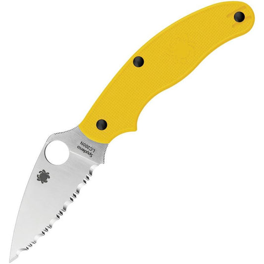 Spyderco Knives 94SYL Penknife Lightweight Serrated Knife Yellow Handles