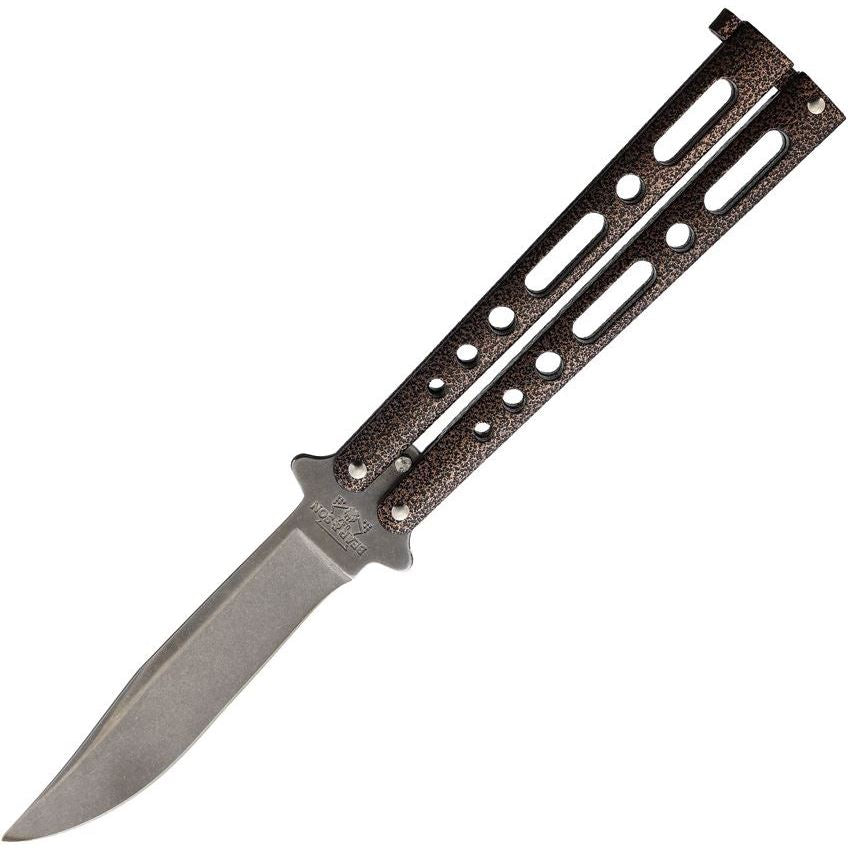 Bear & Son Cutlery 117CVW Butterfly Black Knife Copper Vein Handles