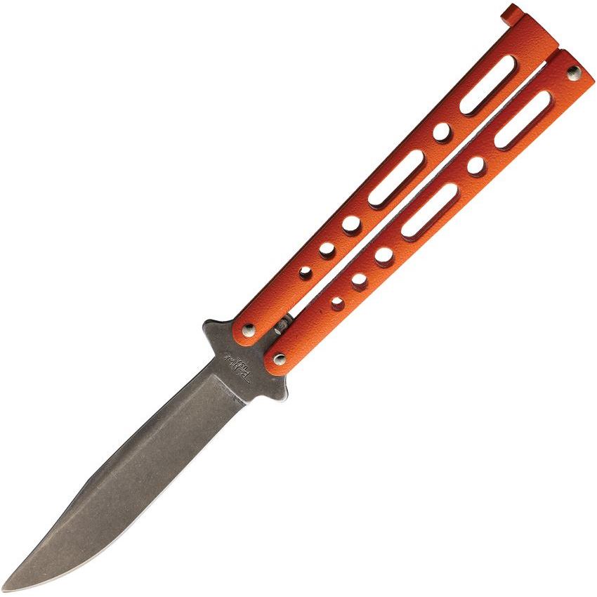 Benchmark 015 Butterfly Stonewash Knife Orange Handles