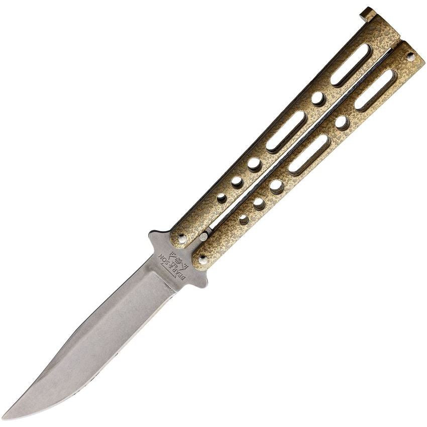 Bear & Son 117GSW BC117GSW Butterfly Stonewash Knife Gold Handles