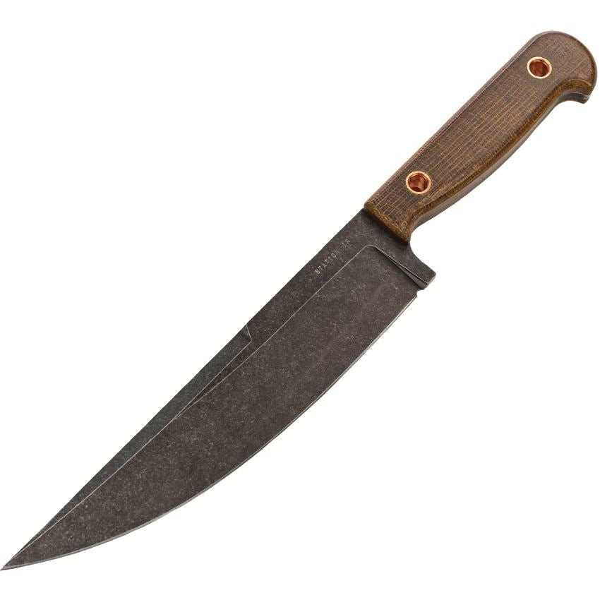 Station IX 002 The Partisan Black Fixed Blade Knife Brown Handles