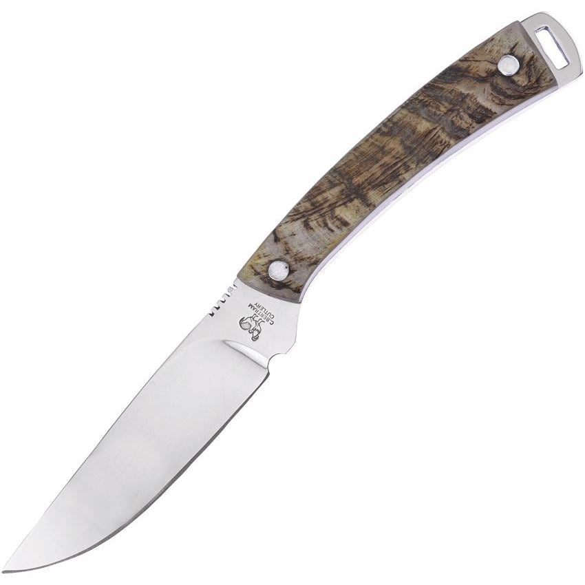 Hen & Rooster 5019RH Mirror Fixed Blade Knife Ram's Horn Handles